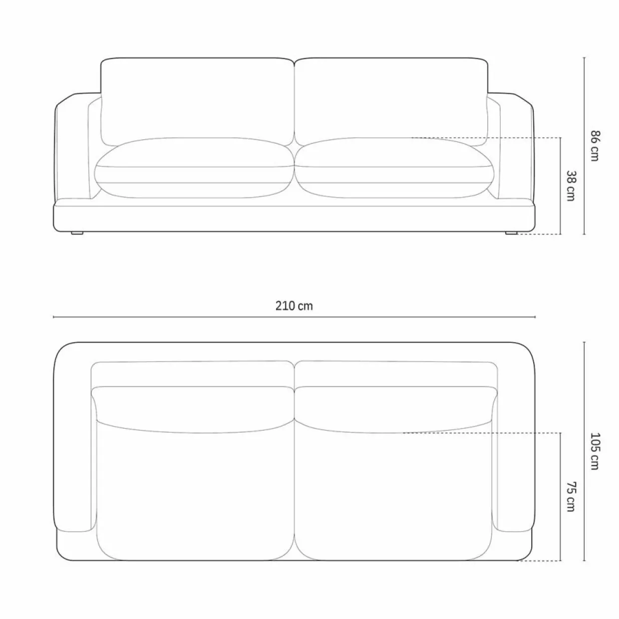 Canapé Daphne 3 Places Vert mousse - 210x105x86 cm-Mazzini Sofas New