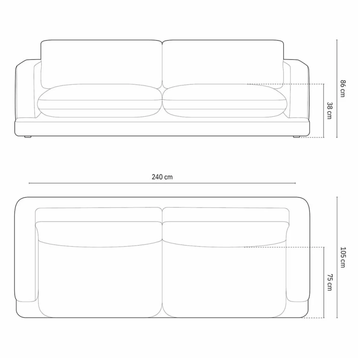 Canapé Daphne 4 Places Vert mousse - 240x105x86 cm-Mazzini Sofas New