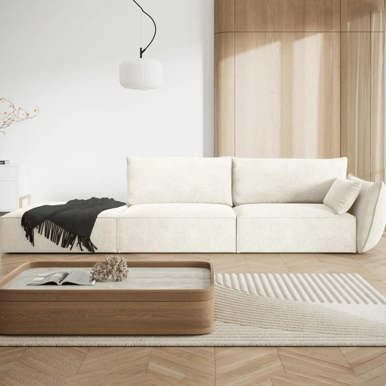 Mazzini Sofas Canapés^Canapé droit Vanda 4 Places beige clair - 286x100x85 cm
