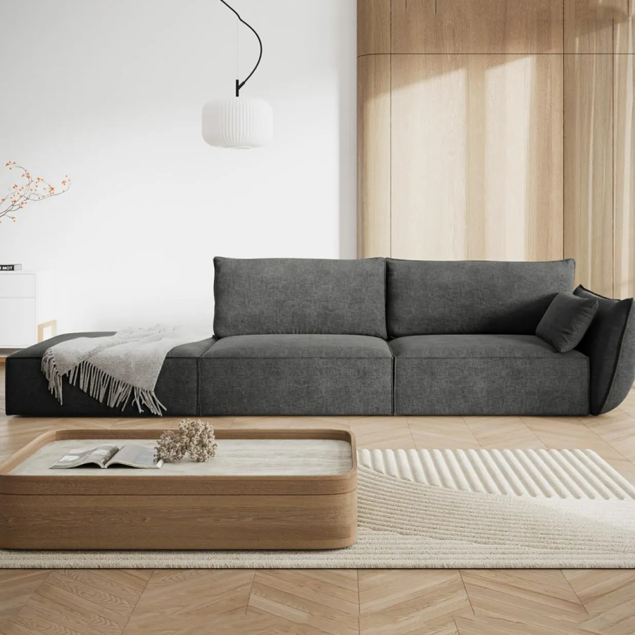 Mazzini Sofas Canapés^Canapé droit Vanda 4 Places gris - 286x100x85 cm