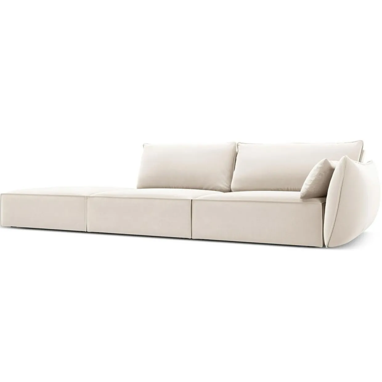 Mazzini Sofas Canapés^Canapé droit Velours Vanda 4 Places beige clair - 286x100x85 cm
