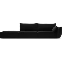 Mazzini Sofas Canapés^Canapé droit Velours Vanda 4 Places noir - 286x100x85 cm