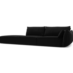 Mazzini Sofas Canapés^Canapé droit Velours Vanda 4 Places noir - 286x100x85 cm