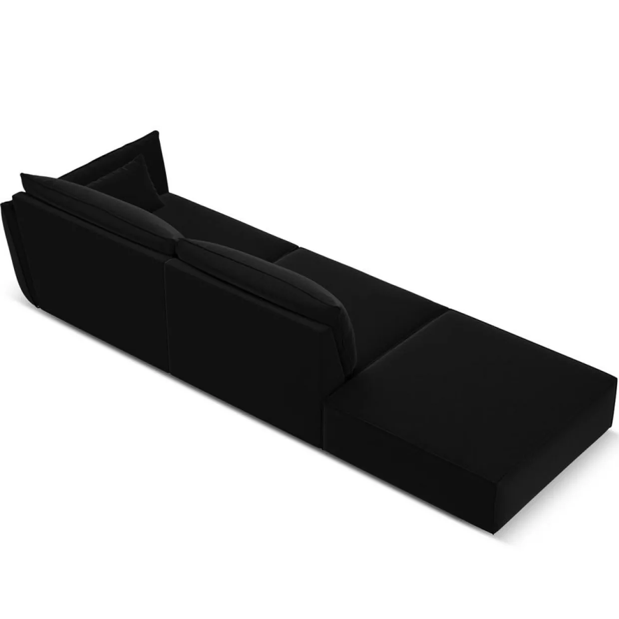 Mazzini Sofas Canapés^Canapé droit Velours Vanda 4 Places noir - 286x100x85 cm