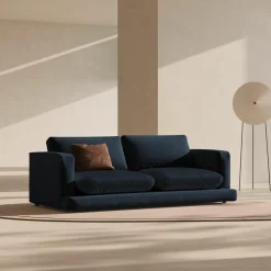 Mazzini Sofas Canapés^Canapé en Velours Daphne 3 Places Bleu Foncé - 210x105x86 cm