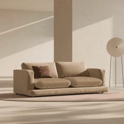 Mazzini Sofas Canapés^Canapé en Velours Daphne 3 Places Beige Foncé - 210x105x86 cm