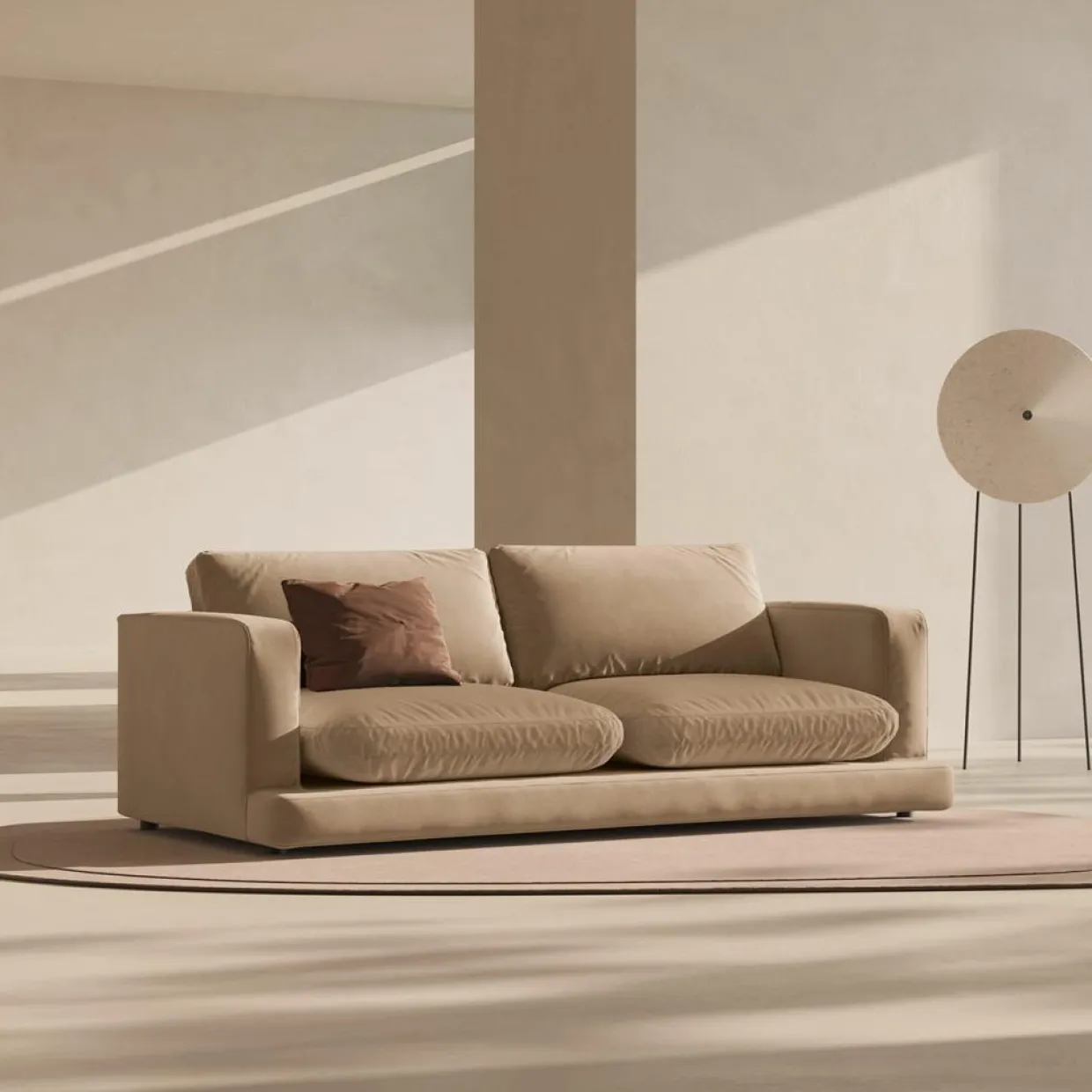Mazzini Sofas Canapés^Canapé en Velours Daphne 3 Places Beige Foncé - 210x105x86 cm