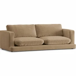Mazzini Sofas Canapés^Canapé en Velours Daphne 3 Places Beige Foncé - 210x105x86 cm