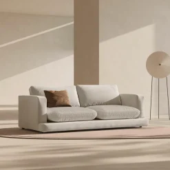 Mazzini Sofas Canapés^Canapé en Velours Daphne 3 Places Beige Clair - 210x105x86 cm