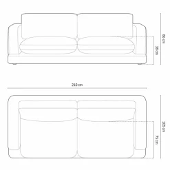 Mazzini Sofas Canapés^Canapé en Velours Daphne 3 Places Beige Clair - 210x105x86 cm