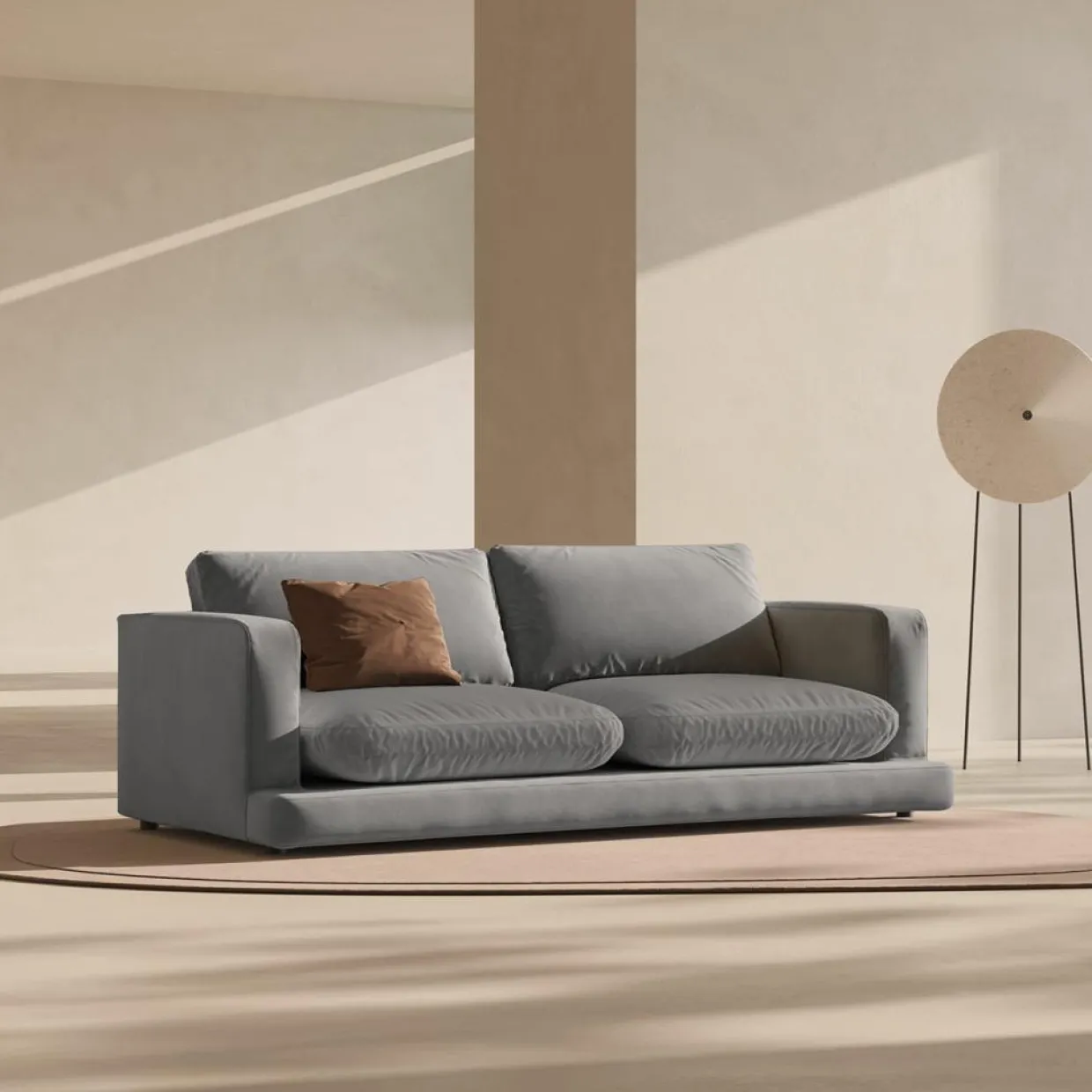 Canapé en Velours Daphne 3 Places Gris Clair - 210x105x86 cm-Mazzini Sofas New