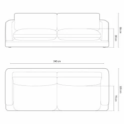Canapé en Velours Daphne 4 Places Terracotta - 240x105x86 cm-Mazzini Sofas