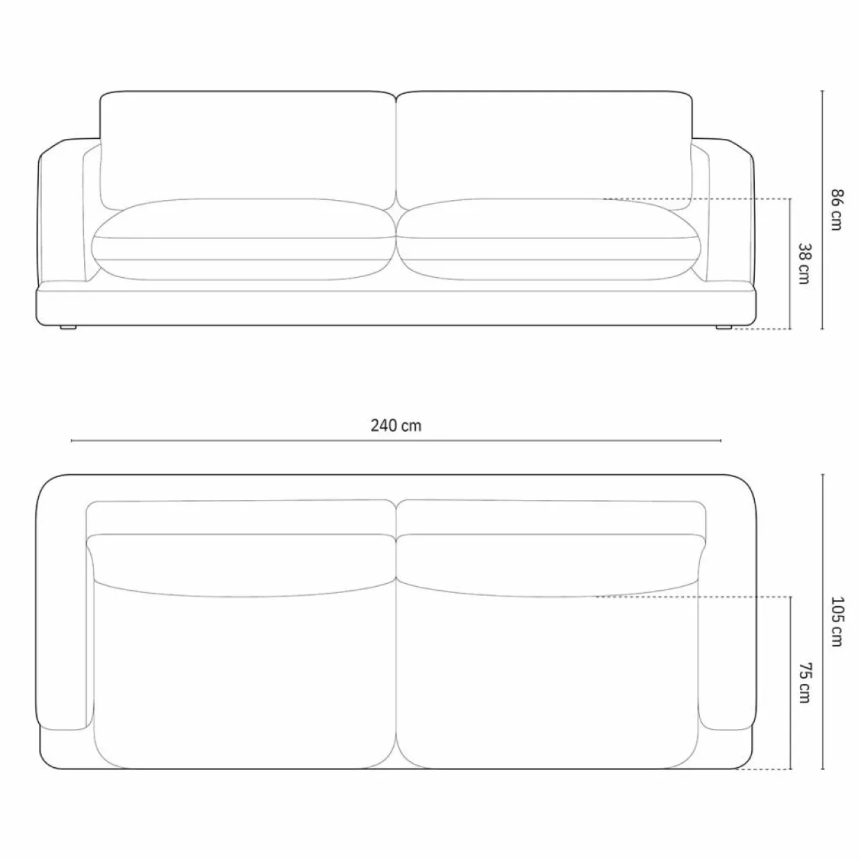 Canapé en Velours Daphne 4 Places Terracotta - 240x105x86 cm-Mazzini Sofas