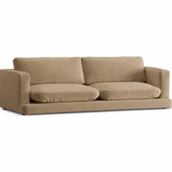 Canapé en Velours Daphne 4 Places Beige Foncé - 240x105x86 cm-Mazzini Sofas Sale