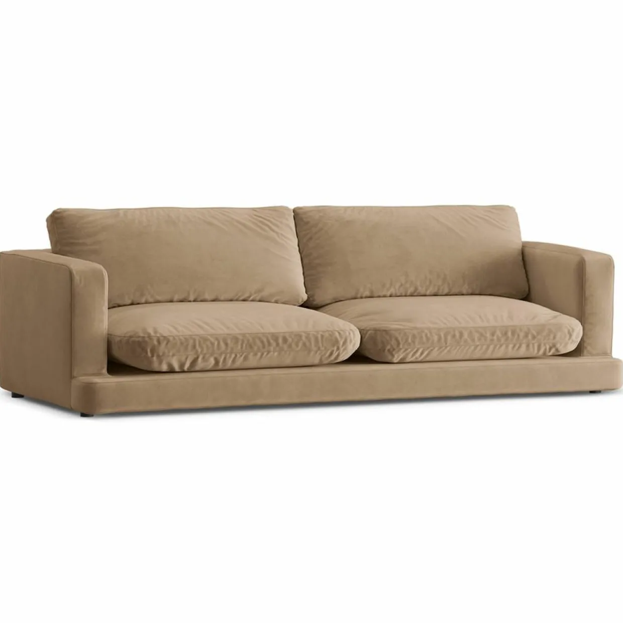 Canapé en Velours Daphne 4 Places Beige Foncé - 240x105x86 cm-Mazzini Sofas Sale