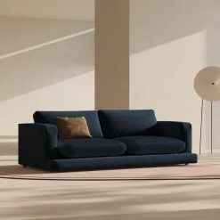 Mazzini Sofas Canapés^Canapé en Velours Daphne 4 Places Bleu Foncé - 240x105x86 cm