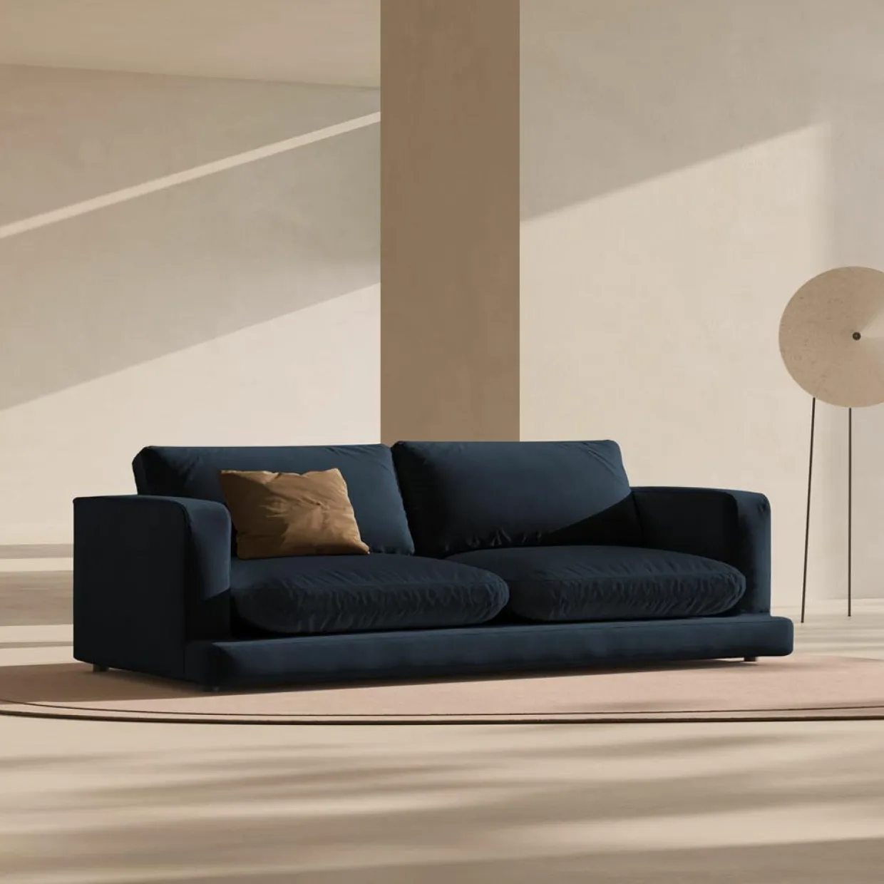 Mazzini Sofas Canapés^Canapé en Velours Daphne 4 Places Bleu Foncé - 240x105x86 cm