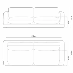 Mazzini Sofas Canapés^Canapé en Velours Daphne 4 Places Bleu Foncé - 240x105x86 cm