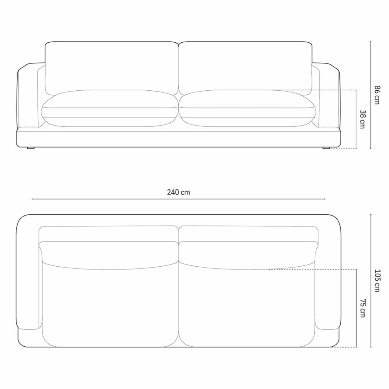 Mazzini Sofas Canapés^Canapé en Velours Daphne 4 Places Gris Clair - 240x105x86 cm