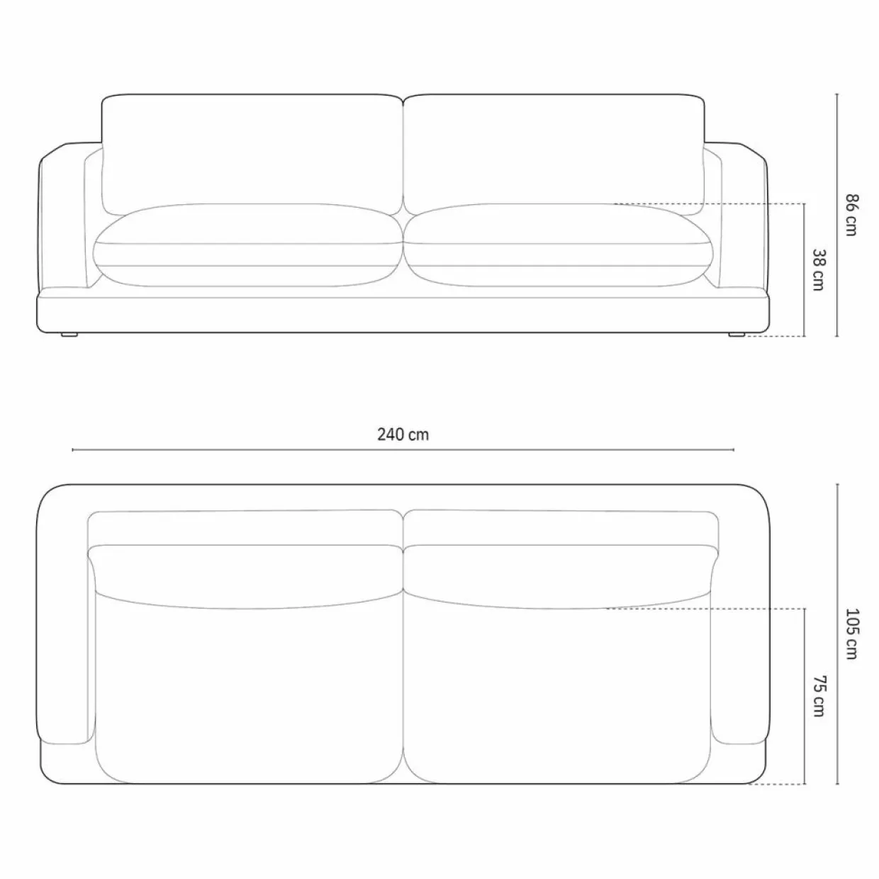 Canapé en Velours Daphne 4 Places Noir - 240x105x86 cm-Mazzini Sofas