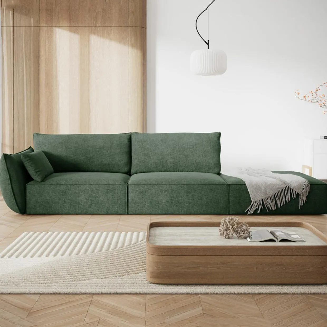 Canapé gauche Vanda 4 Places vert bouteille - 286x100x85 cm-Mazzini Sofas