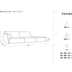 Canapé gauche Vanda 4 Places vert bouteille - 286x100x85 cm-Mazzini Sofas