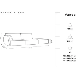Mazzini Sofas Canapés^Canapé gauche Velours Vanda 4 Places noir - 286x100x85 cm
