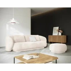 Canapé Linden 3 Chenille Places beige clair - 204x102x72 cm-Mazzini Sofas Outlet