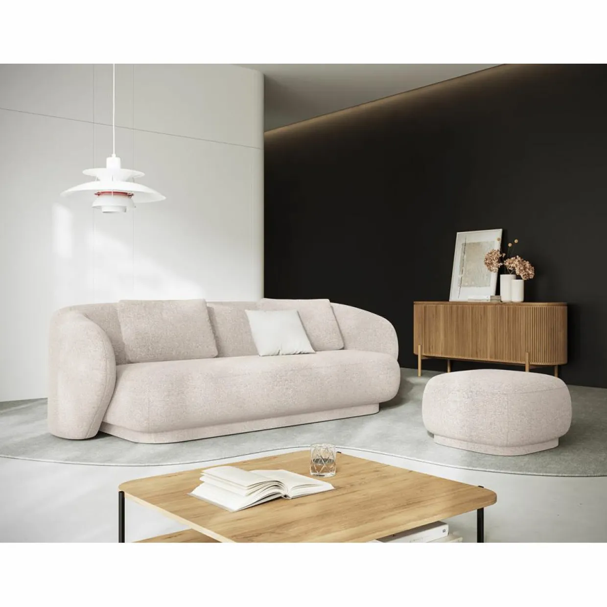 Mazzini Sofas Canapés^Canapé Linden 3 Chenille Places beige - 204x102x72 cm
