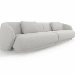 Canapé Linden Chenille 4 Places argenté chiné - 304x102x72 cm-Mazzini Sofas Outlet