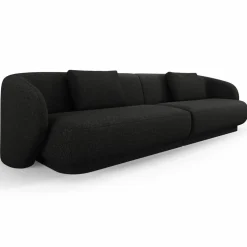 Canapé Linden Chenille 4 Places noir - 304x102x72 cm-Mazzini Sofas