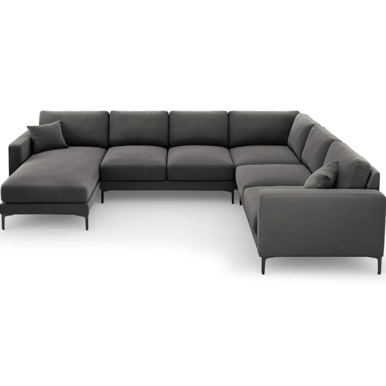 Canapé Panoramique droit Velours Venus 6 Places gris - 326x236x90 cm-Mazzini Sofas Discount
