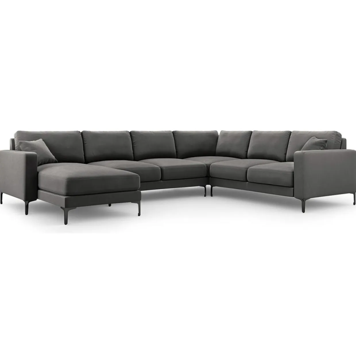 Canapé Panoramique droit Velours Venus 6 Places gris - 326x236x90 cm-Mazzini Sofas Discount