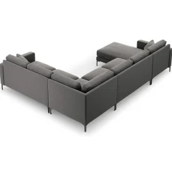 Canapé Panoramique droit Velours Venus 6 Places gris - 326x236x90 cm-Mazzini Sofas Discount