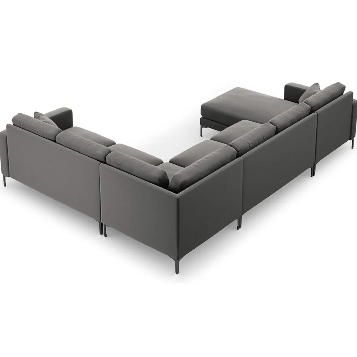 Canapé Panoramique droit Velours Venus 6 Places gris - 326x236x90 cm-Mazzini Sofas Discount