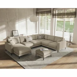 Mazzini Sofas Canapés^Canapé Panoramique droit Venus 6 Places beige - 326x236x90 cm