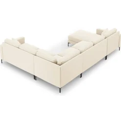 Canapé Panoramique droit Velours Venus 6 Places beige clair - 326x236x90 cm-Mazzini Sofas Discount