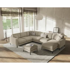 Mazzini Sofas Canapés^Canapé Panoramique gauche Venus 6 Places beige - 326x236x90 cm