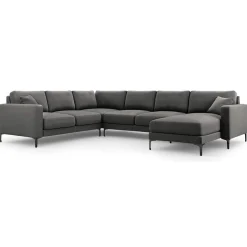 Canapé Panoramique gauche Velours Venus 6 Places gris - 326x236x90 cm-Mazzini Sofas Sale