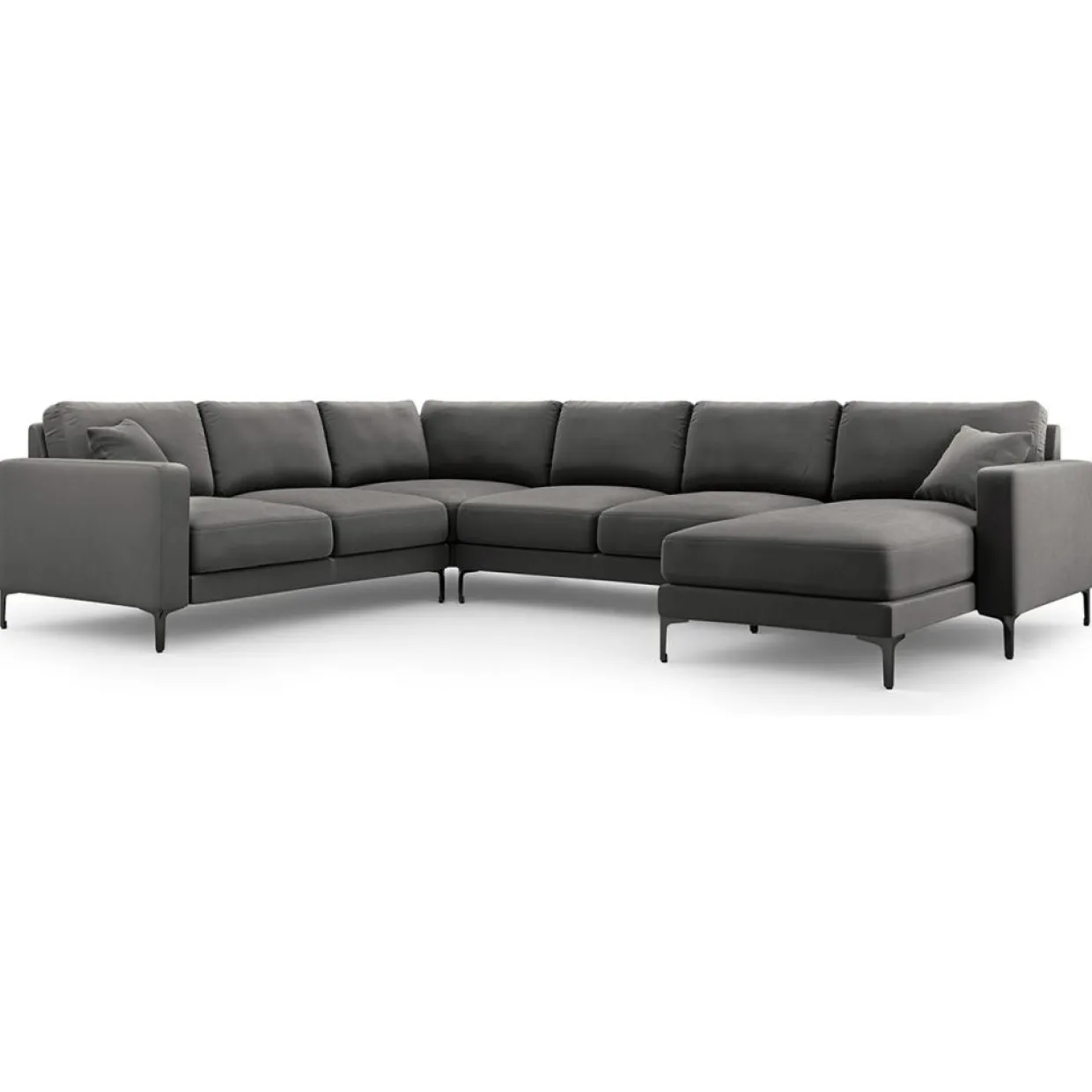 Canapé Panoramique gauche Velours Venus 6 Places gris - 326x236x90 cm-Mazzini Sofas Sale