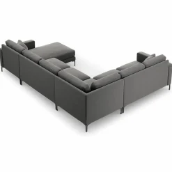 Canapé Panoramique gauche Velours Venus 6 Places gris - 326x236x90 cm-Mazzini Sofas Sale