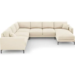 Mazzini Sofas Canapés^Canapé Panoramique gauche Velours Venus 6 Places beige clair - 326x236x90 cm