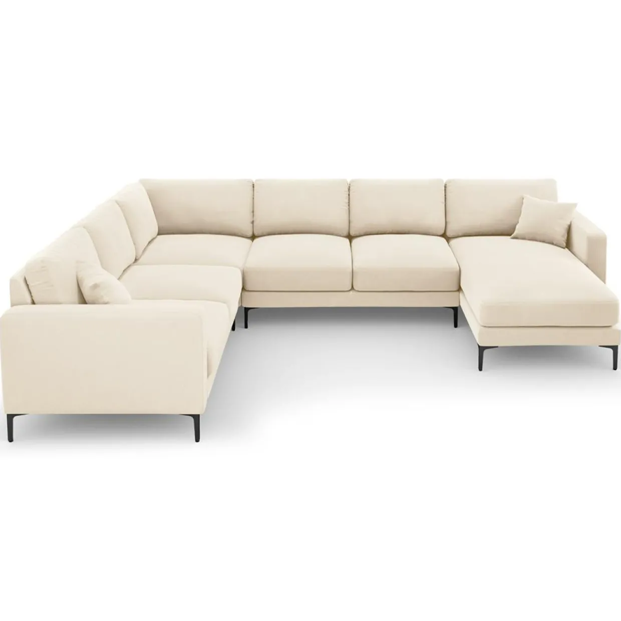 Mazzini Sofas Canapés^Canapé Panoramique gauche Velours Venus 6 Places beige clair - 326x236x90 cm