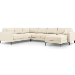 Mazzini Sofas Canapés^Canapé Panoramique gauche Velours Venus 6 Places beige clair - 326x236x90 cm