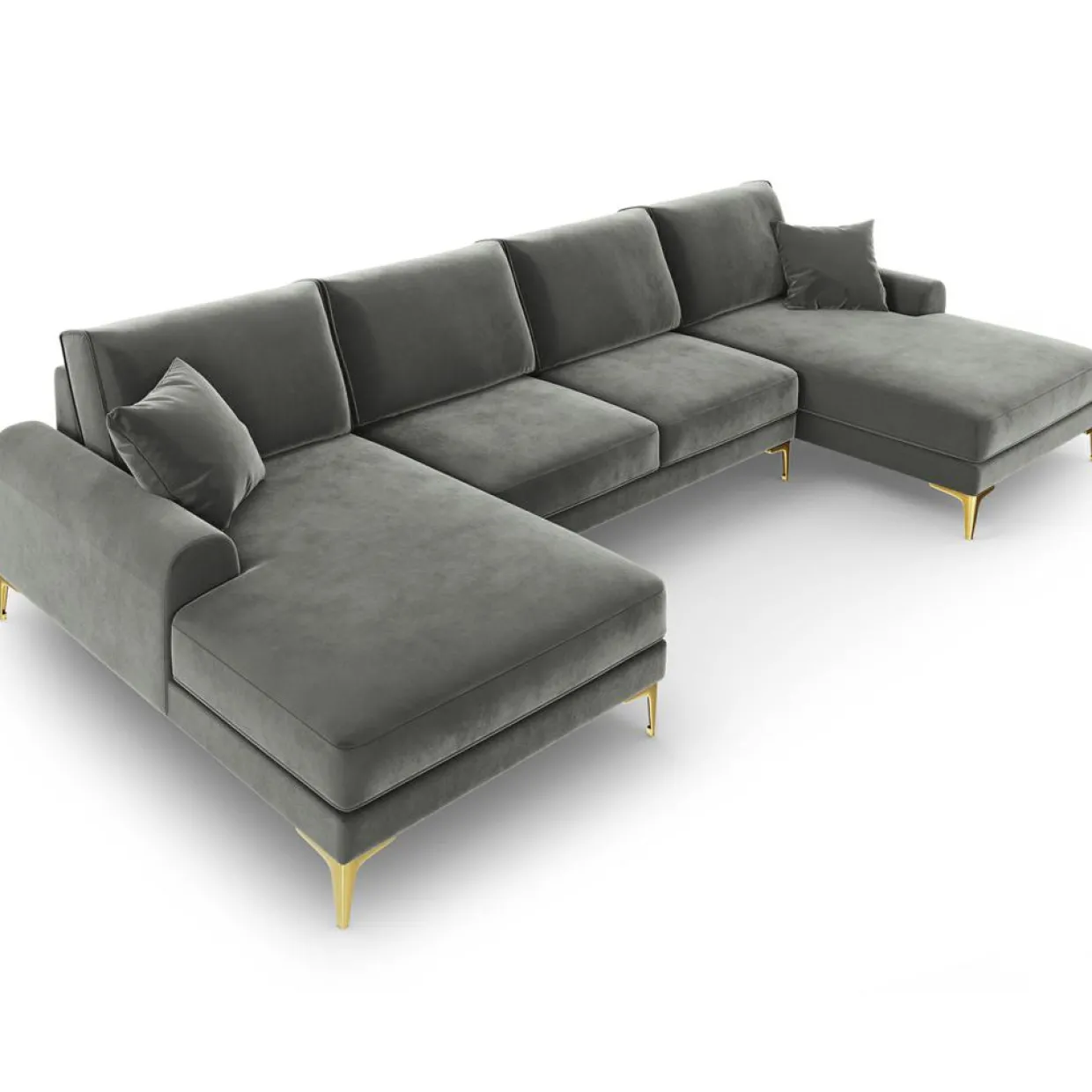 Mazzini Sofas Canapés^Canapé Panoramique Velvet 6 places Madara gris - 334x182x90 cm