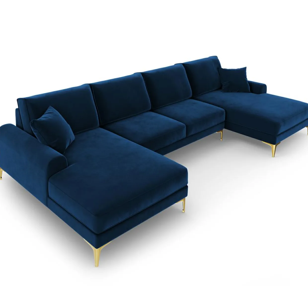 Canapé Panoramique Velvet 6 places Madara bleu roi - 334x182x90 cm-Mazzini Sofas Hot