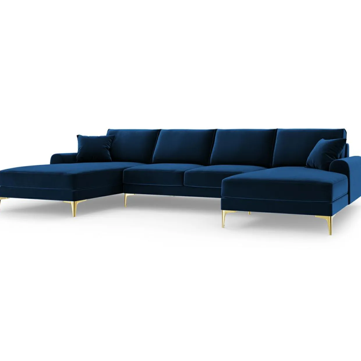 Canapé Panoramique Velvet 6 places Madara bleu roi - 334x182x90 cm-Mazzini Sofas Hot