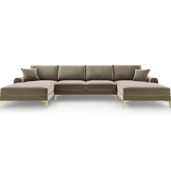 Mazzini Sofas Canapés^Canapé Panoramique Velvet 6 places Madara beige - 334x182x90 cm