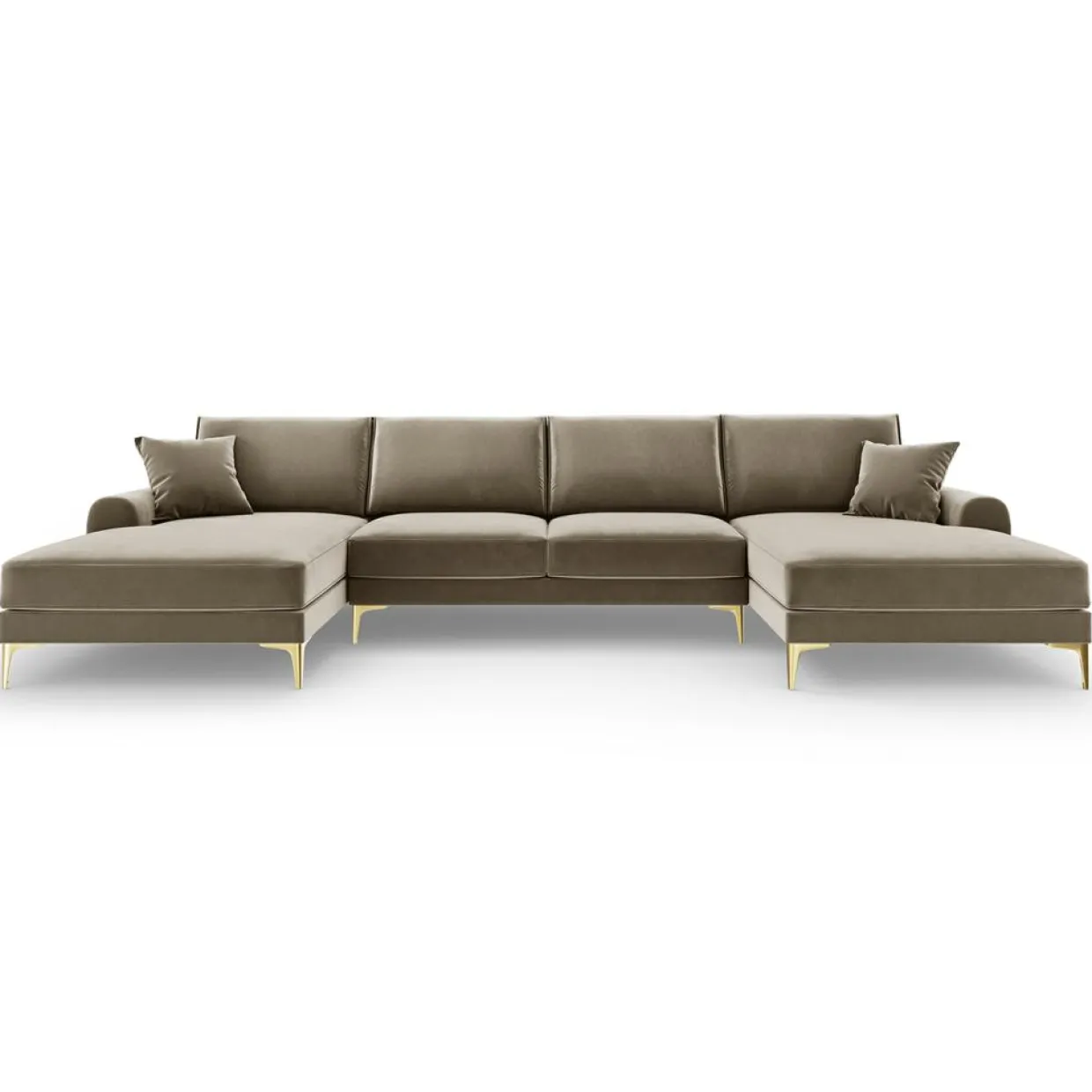 Mazzini Sofas Canapés^Canapé Panoramique Velvet 6 places Madara beige - 334x182x90 cm