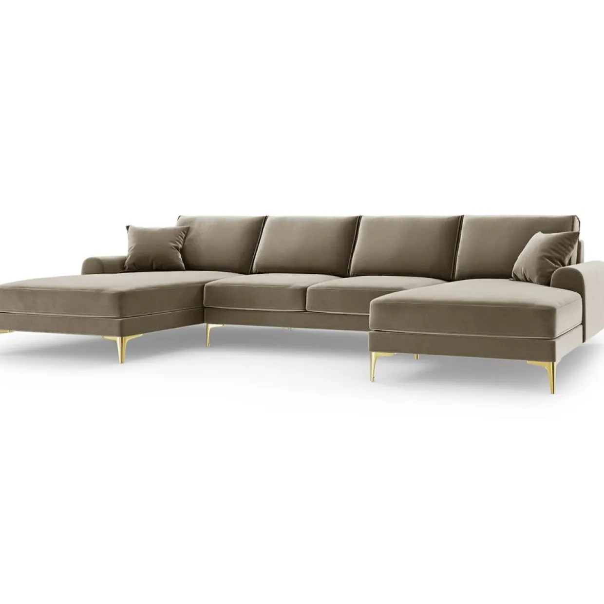 Mazzini Sofas Canapés^Canapé Panoramique Velvet 6 places Madara beige - 334x182x90 cm